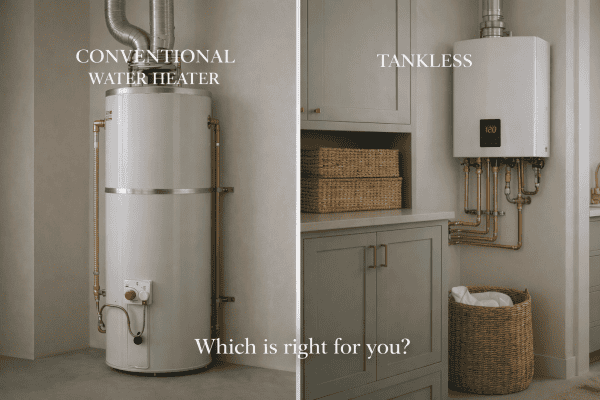 tank vs tankless water heater,tankless water heater sacramento,water heater remodel,ADU plumbing,remodel planning sacramento